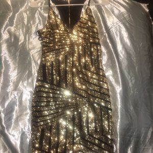 Gold Shimmer Mini Dress